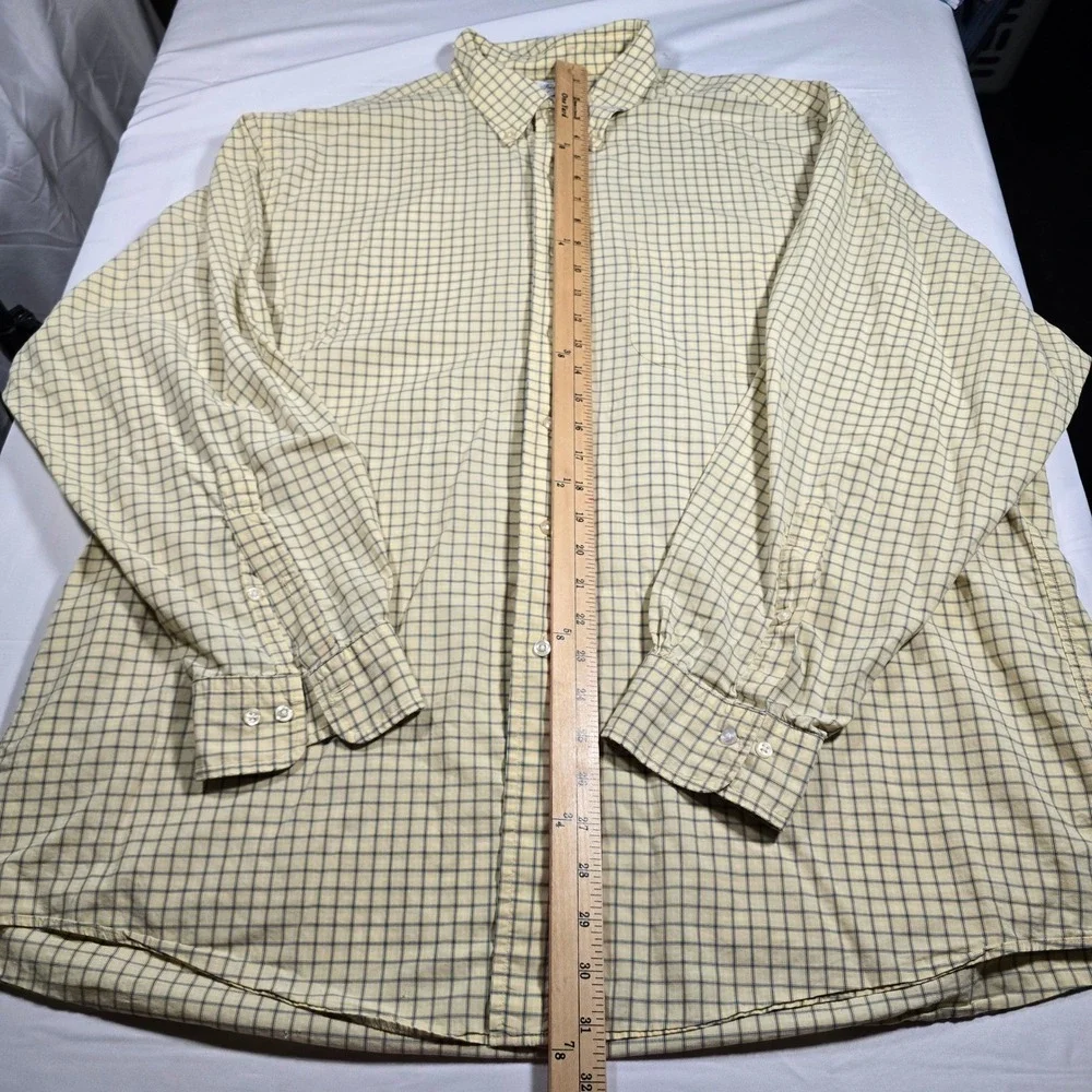 Brooks Brothers Mens XL Sport Shirt Yellow Blue Plaid‎ Cotton Button Down